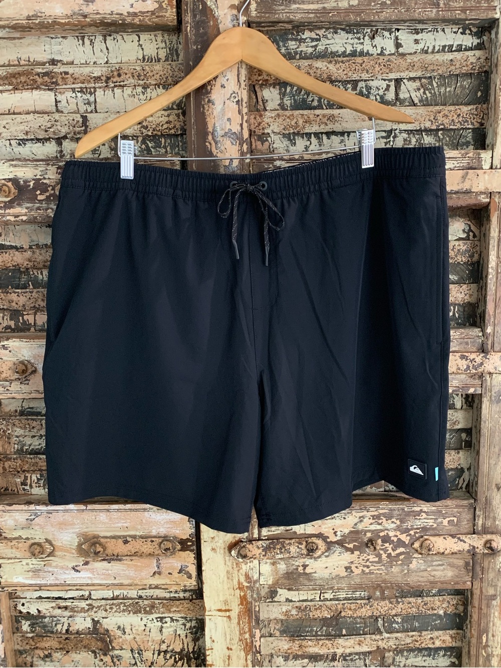 Quiksilver Waterman Men's Black Volley Drawstring Swim Trunks Shorts, EUC, XXL